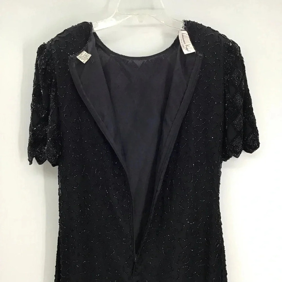 Laurence Kazar Vintage Silk Beaded Sequins Cocktail Party Dress Size Medium - Picture 8 of 11